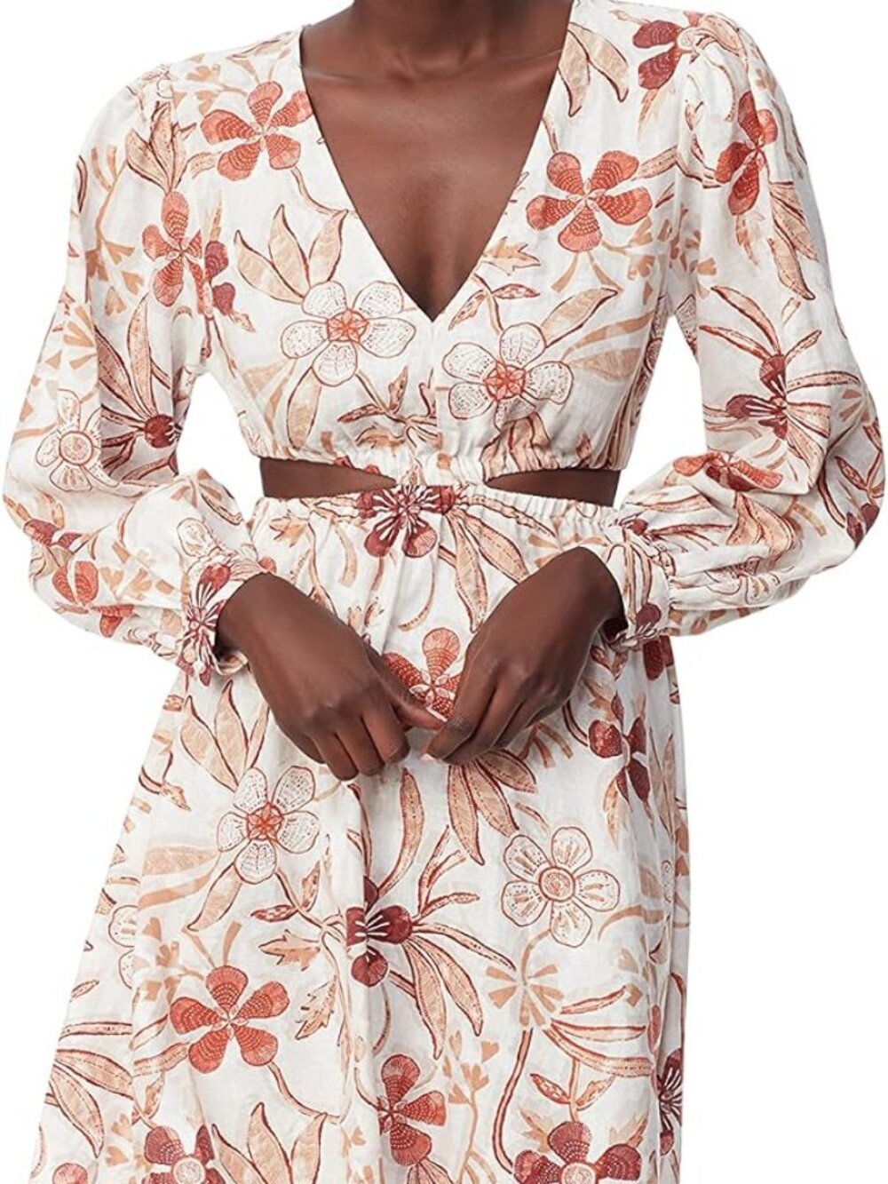 NWT Sam Edelman Floral Linen Blend Cutout Mini Dress White Sand XS